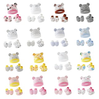 Hi Mũ Bé + Găng Tay Mũ + Nắp Chân Cotton Sơ Sinh Nightcap Unisex Bé Trai Bé Gái