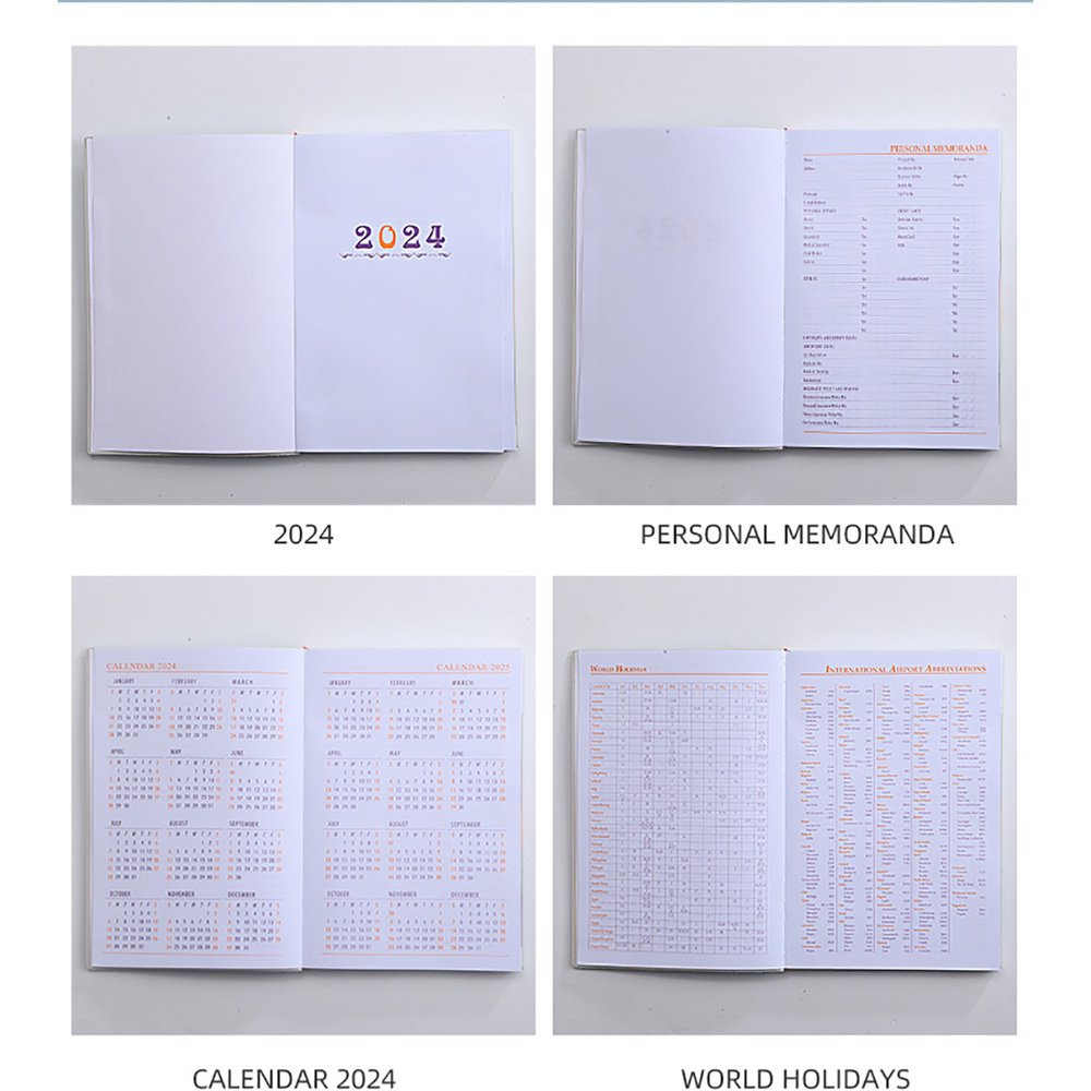 2024 a5 notebook 365 days portable pocket notepad daily weekly agenda planner văn phòng phẩm đồ dùng học tập văn phòng snfk