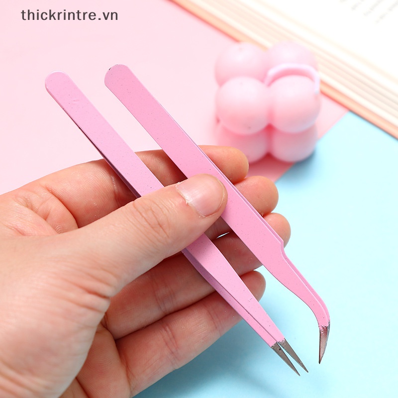Thi 1 bộ nhíp thẳng cong màu fr nail art sticker rhinestones picking tool trang điểm eyelash diy tweezer tool vn