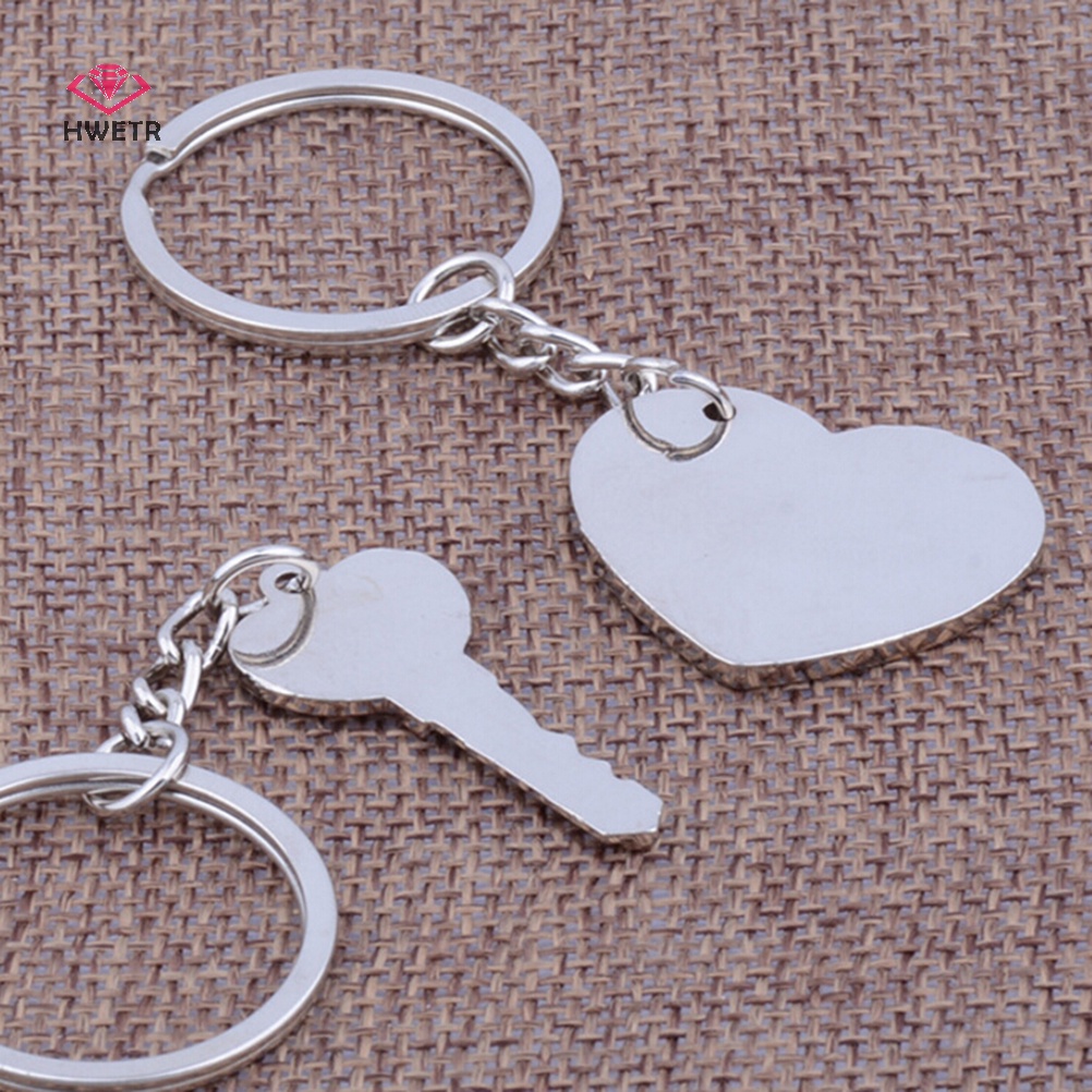 Hwetr 2 cái thời trang tình yêu trái tim vòng chìa khóa keyfob cặp đôi móc khóa lãng mạn quà tặng người yêu mới