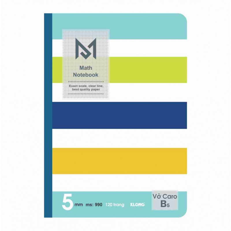 Vở 120 trang Klong B5 VPPTUEMINH Caro may dán gáy, sổ Klong MS 990