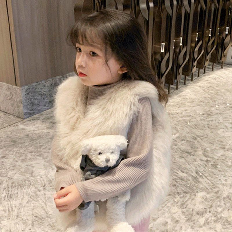 Cô gái lông vest mùa đông dày áo khoác ngoài vest thời trang cô gái nhỏ vest áo khoác trẻ em