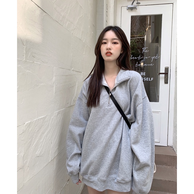 HIIXIIVI Mới Áo Sweater Nữ Cổ Tròn Dài Tay Dáng Rộng Kiểu Hàn Quốc
