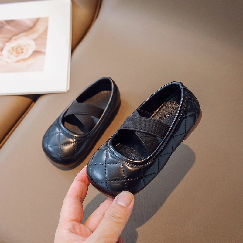 Giày bệt da slip-on phong cách hàn quốc cho bé gái chéo đàn hồi đơn giản thoải mái giày trẻ em đế mềm 2-16 tuổi