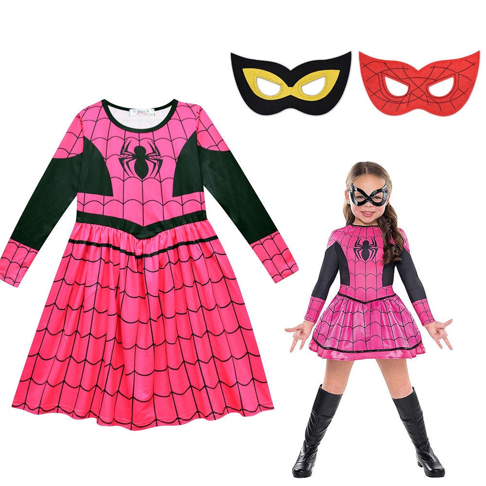 Siêu nhân váy cô gái quần áo trẻ em trang phục halloween người nhện phù hợp với cô gái váy sinh nhật