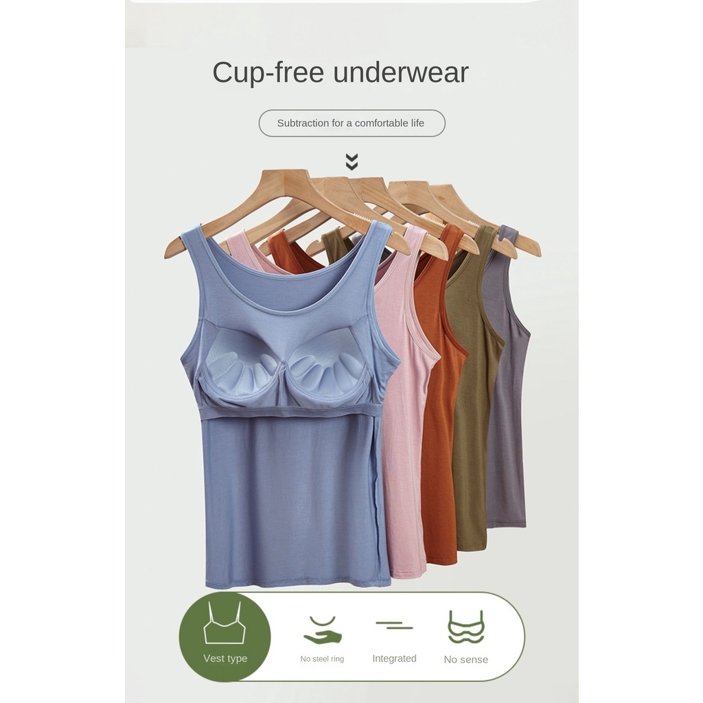 Áo Thun Ba Lỗ Sát Nách Màu Trơn Có Mút Ngực Phong Cách Nhật Bản