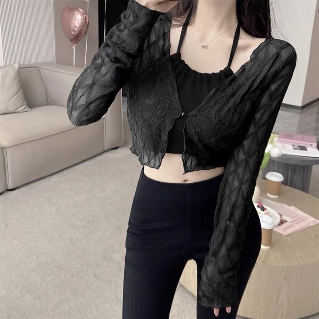 Áo Khoác cardigan Ren Ngắn Chống Nắng Mùa Hè Cho Nữ
