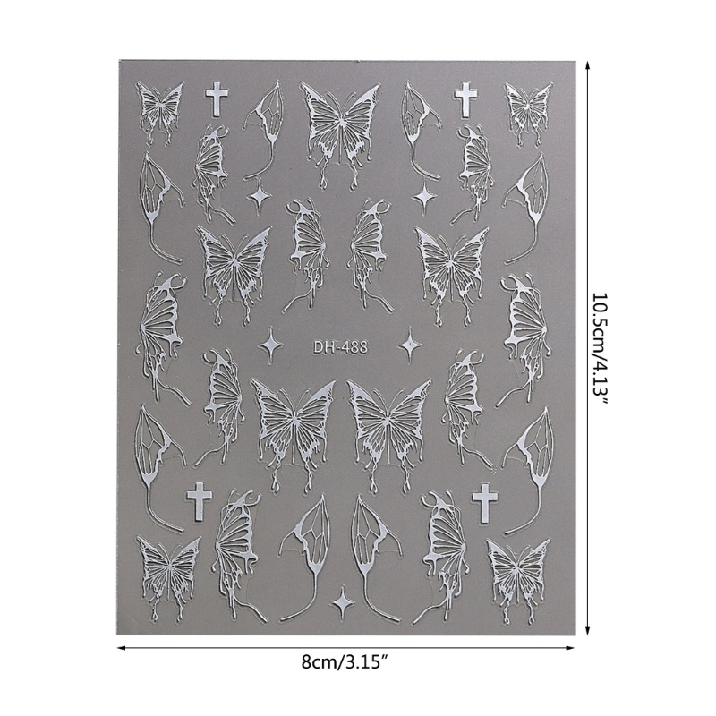 Richh Set 6 Tấm Sticker Dán Móng Nghệ Thuật diy Hình Bướm