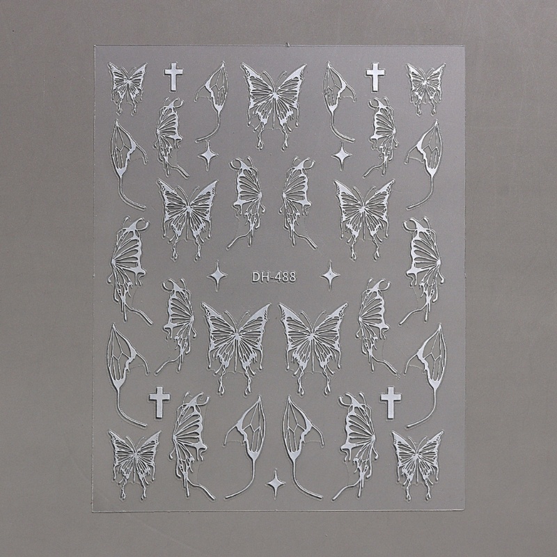 Richh Set 6 Tấm Sticker Dán Móng Nghệ Thuật diy Hình Bướm