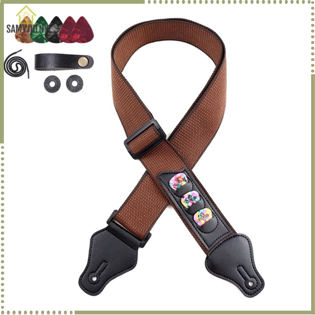 Sam Dây Đeo Đàn guitar bass Chiều Dài Từ 36 "Sang 62" Kèm 5 Miếng Gảy 2 Khóa Cao Su
