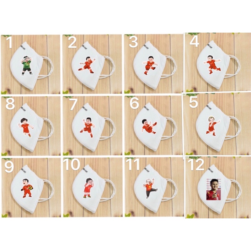 Khẩu trang đội tuyển Việt Nam / khẩu trang hình cầu thủ bóng đá Việt Nam