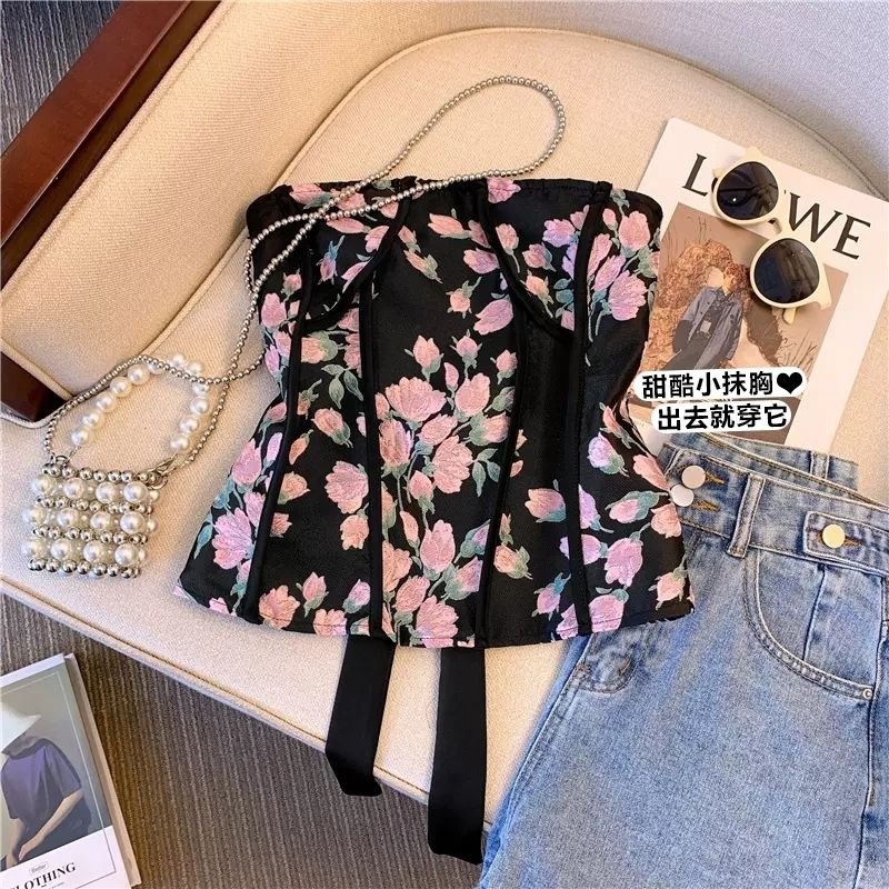 Áo Ống Jacquard Không Tay Eo Hẹp Cao Cấp Sang Trọng