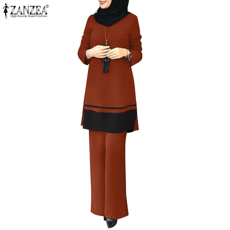 Zanzea Set Áo Ren Dài Tay + Quần Dài Lưng Thun Thời Trang Nữ