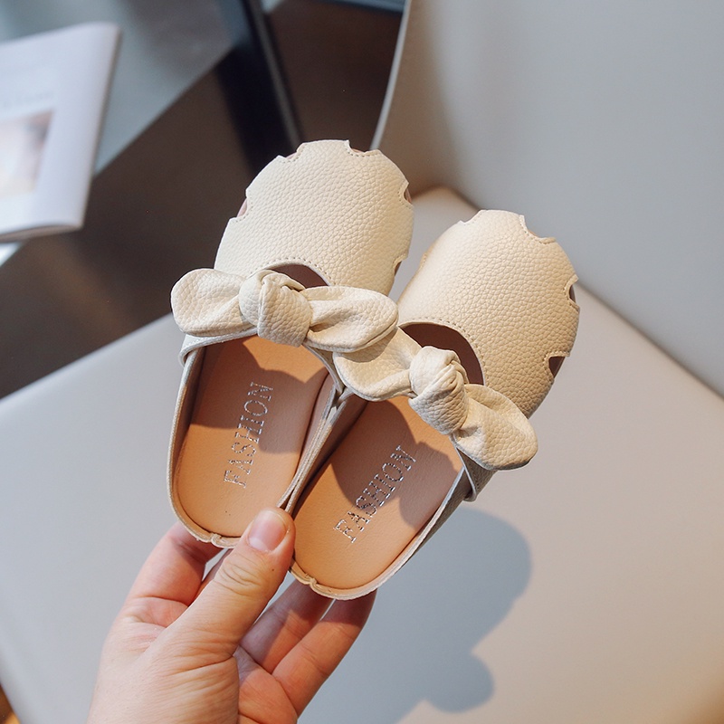 Xăng đan Mùa Hè 2023 Mũi Tròn Hở Ngón Thoáng Khí Đính Nơ Thời Trang Cho Bé Gái