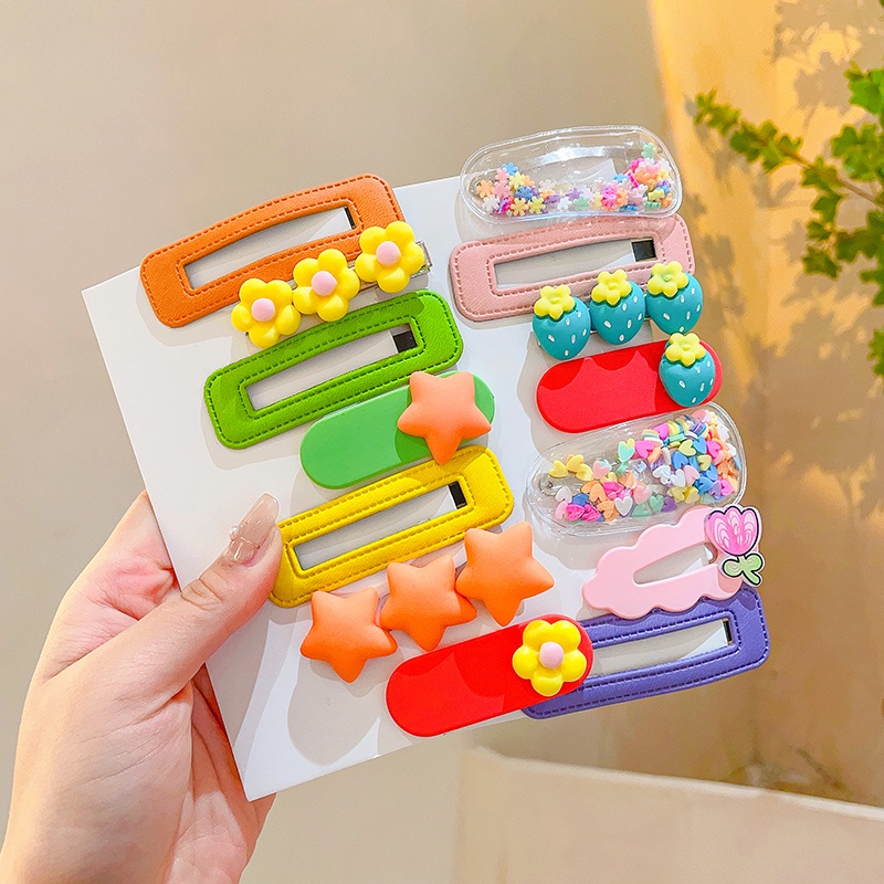 Set 7 / 8 / 9 Kẹp Tóc Màu Sắc Kẹo Ngọt Phong Cách Hàn Quốc Cho Bé Gái