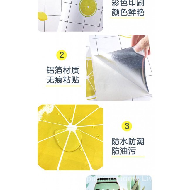 Giấy Dán Tường Dày Dặn Chịu Nhiệt Độ Cao Chống Thấm Nước / Dầu Mỡ Tiện Dụng Cho Nhà Bếp