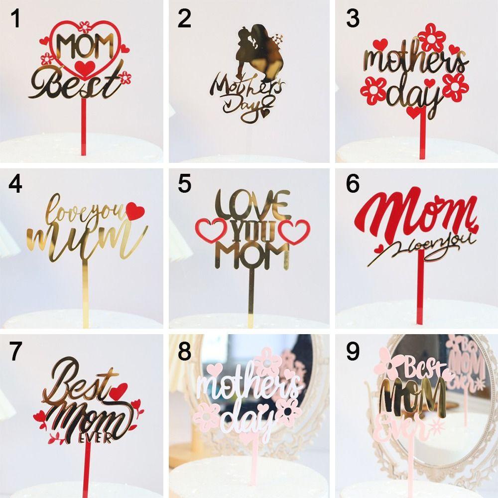 .Set 5 Topper Trang Trí Bánh Chữ Best Mom / Mommy