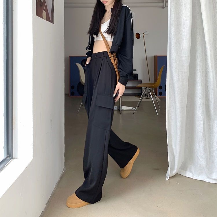 Quần Dài Lưng Cao Ống Rộng Phong Cách Vintage Mỹ Mới