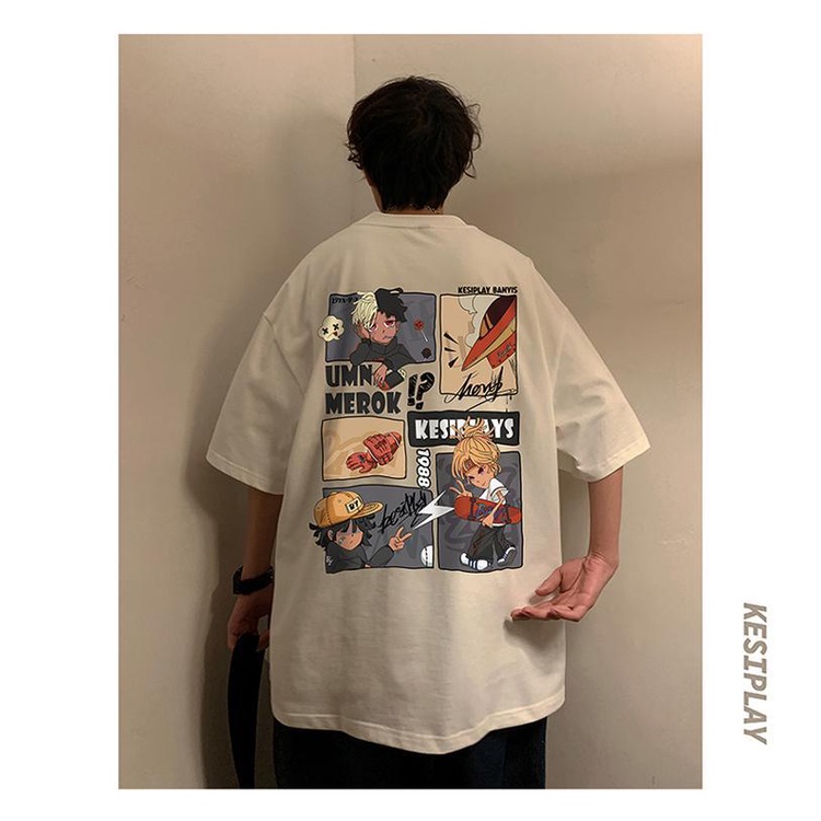 Áo Thun Tay Ngắn Dáng Rộng Phong Cách Hip Hop Đường Phố Mỹ Plus Size Cho Nam