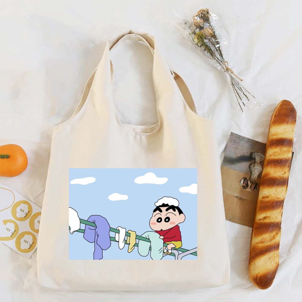 Túi Đeo Vai Túi Mua Sắm Canvas Crayon Shin Chan Họa Tiết Hoạt Hình Túi Xách Thích Hợp Cho Nữ Thời Trang Mùa Hè