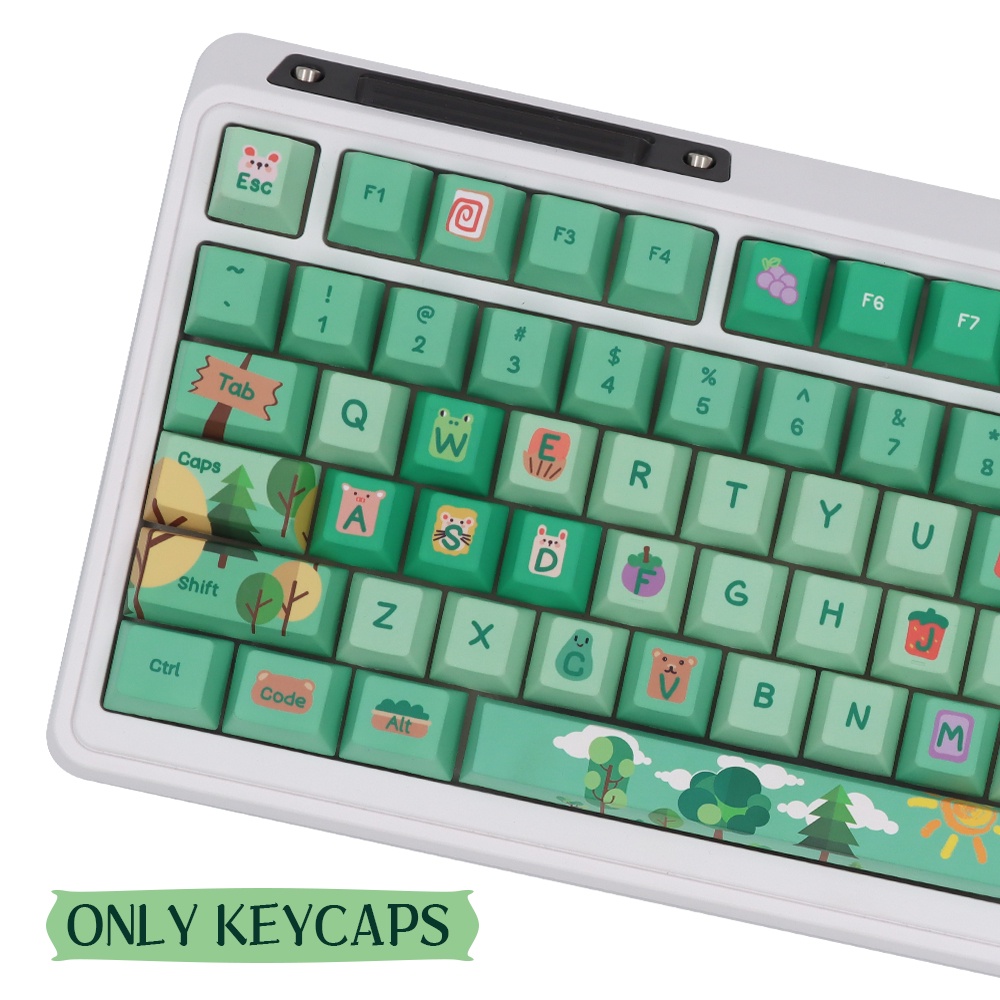 Forest Party Green Theme Keycaps PBT Cherry Profile Bộ Nút Bàn Phím 61 / 68 / 80 / 84 / 98 / 100 / 108 Thay Thế Chuyên Dụng