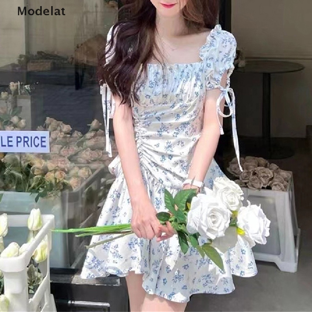 Mfc Đầm Công Chúa Eo Cao Tay Phồng Cổ Vuông In Hoa Ngọt Ngào Thời Trang Mùa Hè Cho Nữ WTD