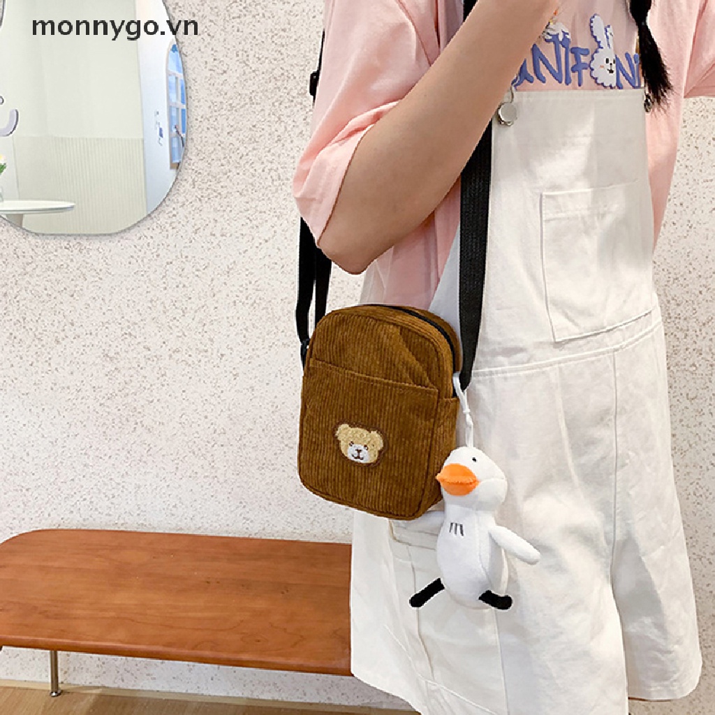 Monnygo 1 Túi Đeo Chéo Vai Đựng Điện Thoại Bằng Vải Nhung Hình Gấu Dành Cho Học Sinh Trẻ Em VN