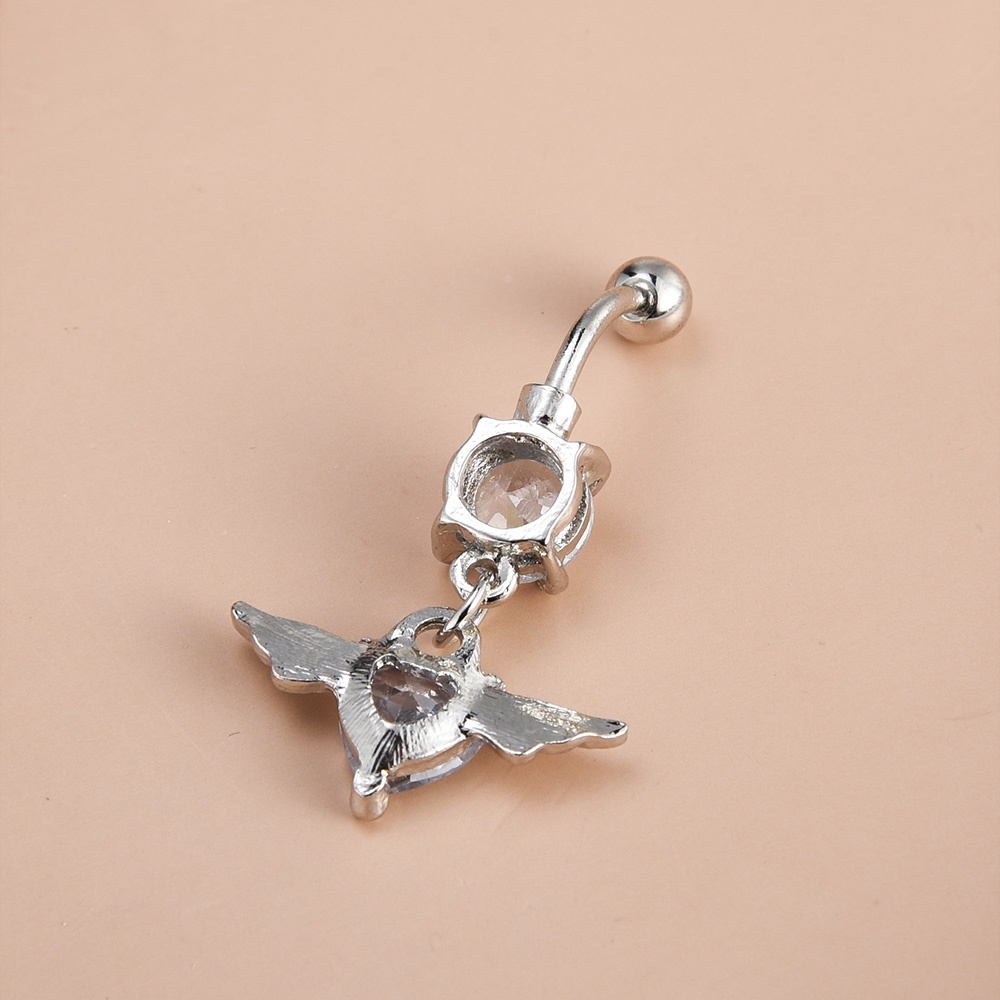 Khuyên Rốn Bằng Thép Không Gỉ Đính Đá Zircon Hình Đôi Cánh Thiên Thần Thời Trang Cho Nữ Y2K