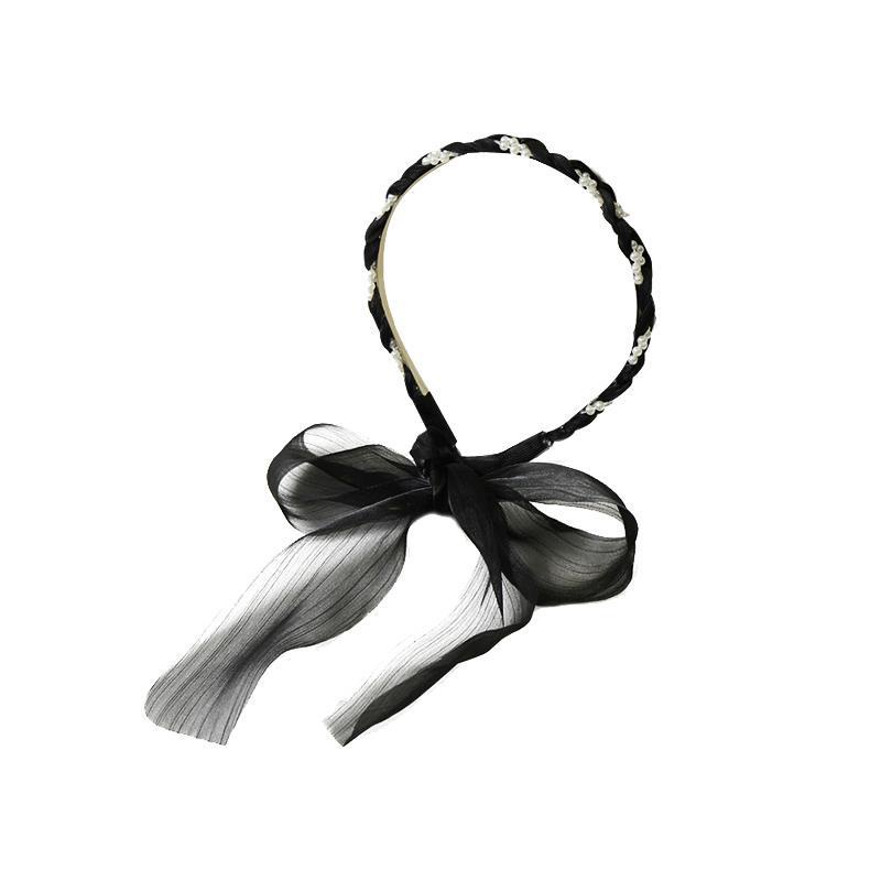 Băng Đô Cài Tóc Đính Nơ Và Ngọc Trai Siêu Nữ Tính 8gw1