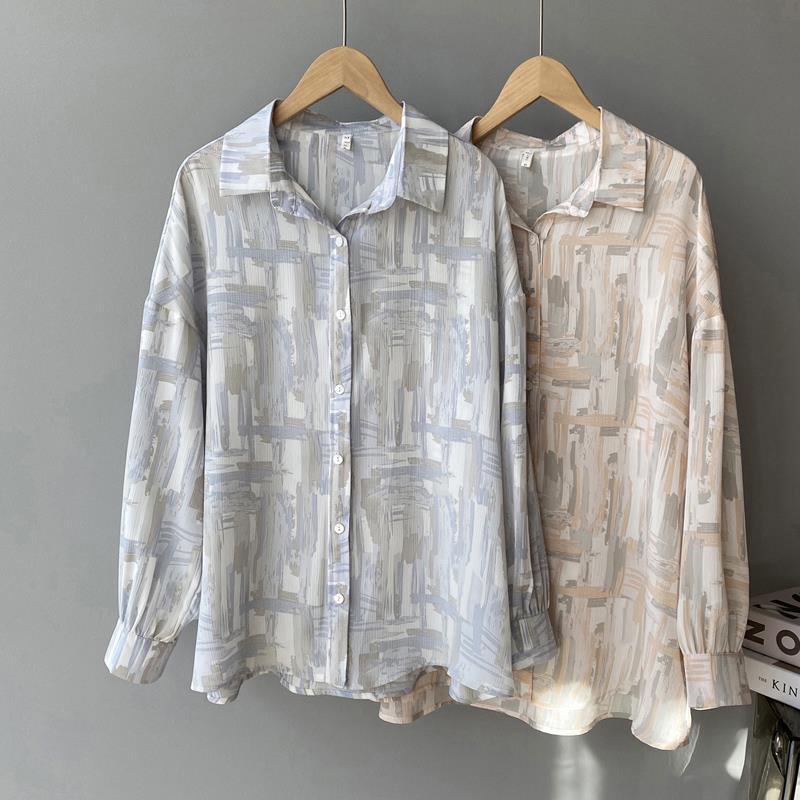 IELGY Áo Sơ Mi Họa Tiết Hoa Phong Cách vintage Hàn Quốc Mới Cho Nữ