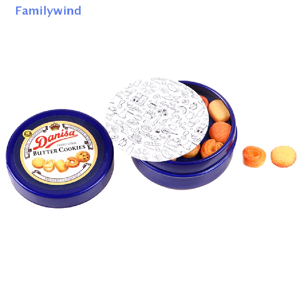 1 Hộp Thiếc Đựng Bánh Quy Màu Xanh Dương Tỉ Lệ 1 / 12 Trang Trí Nhà Búp Bê