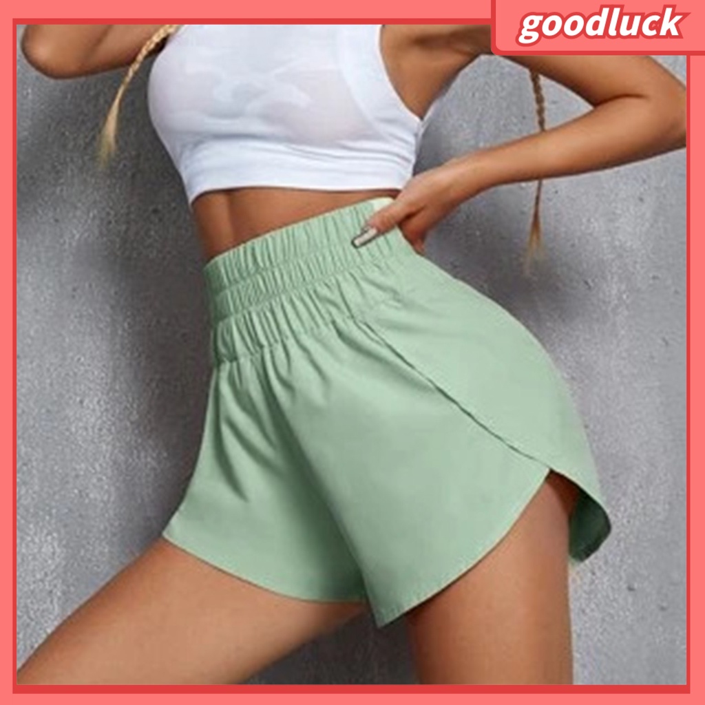 [GUC] Quần Short Tập Yoga Hai Lớp Lưng Thun Co Giãn Tốt Đơn Giản Dành Cho Nữ Chạy Bộ