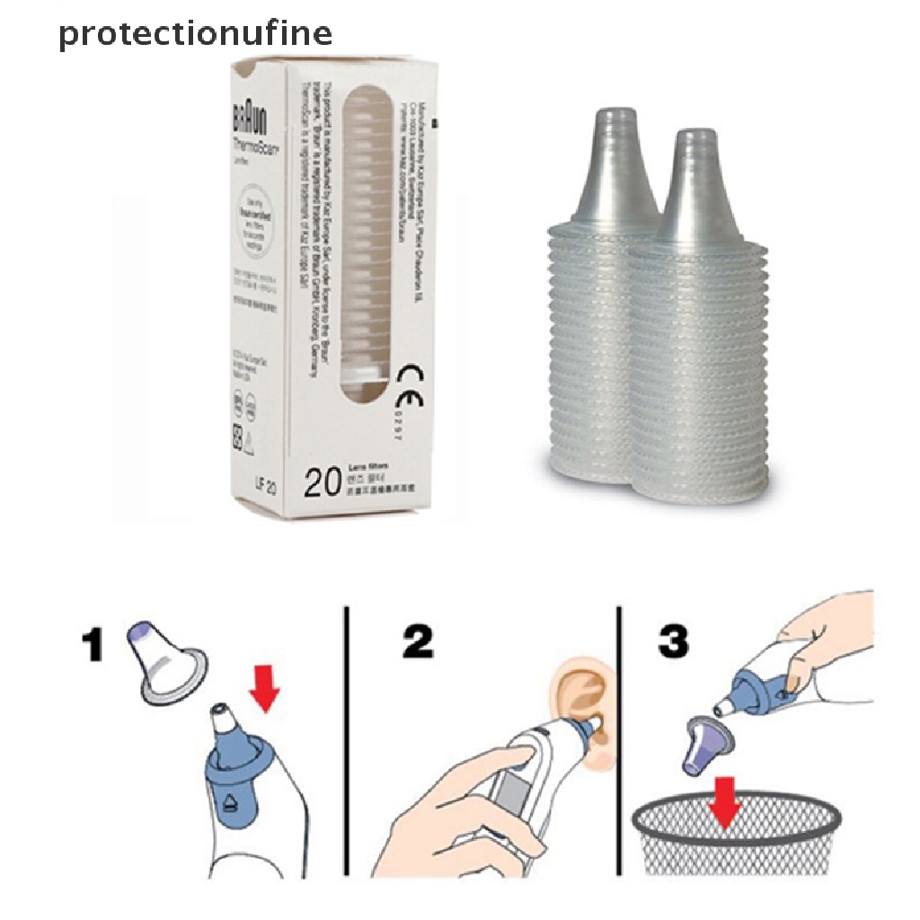 Set 20 Vỏ Bọc Đầu Dò Ống Kính Nhiệt Kế Cho Braun Thermoscan PR3VN