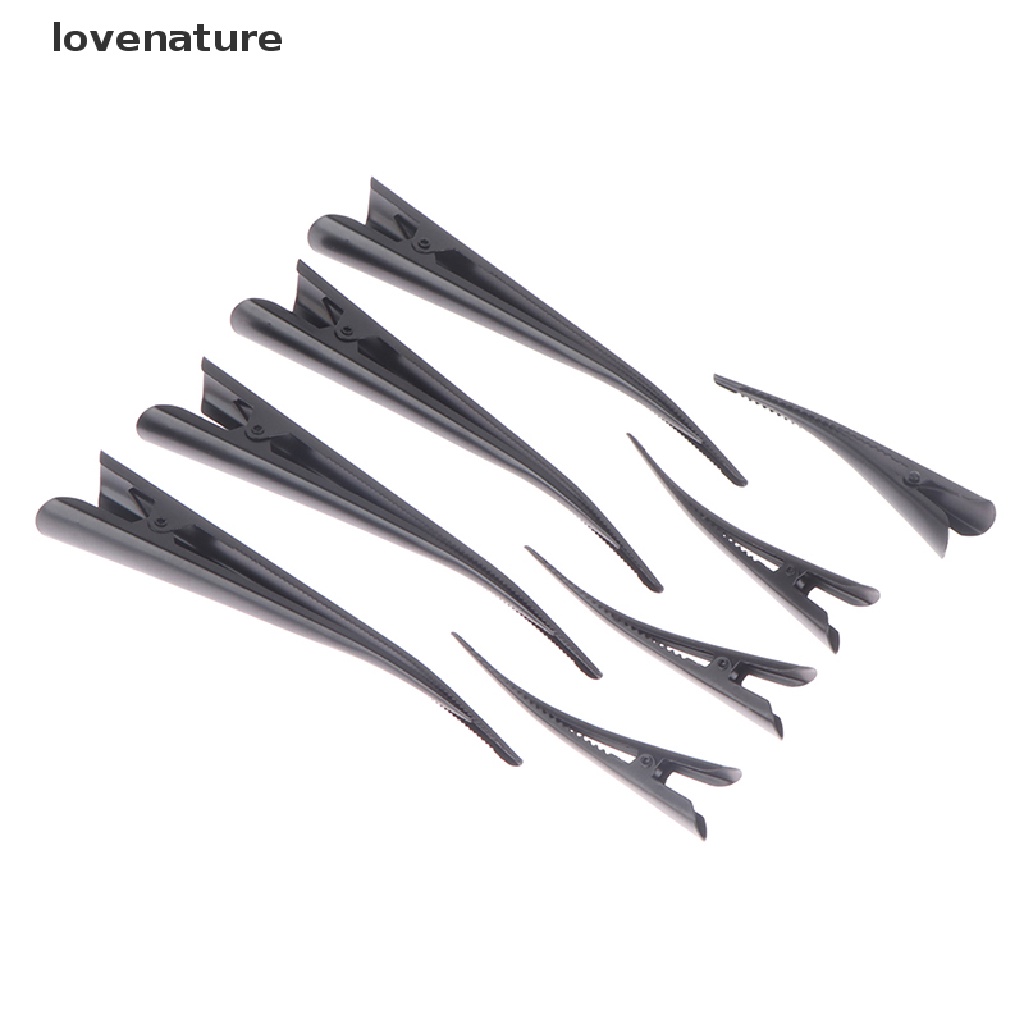 Set 4 Kẹp Tóc Mỏ Vịt / Hoa / Nơ Bằng Kim Loại Dài 12.5cm Màu Đen Chuyên Dụng Cho Salon