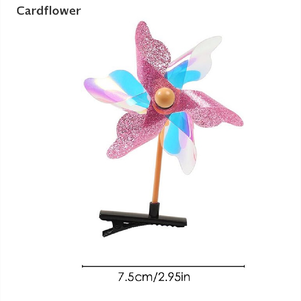 &lt; Cardflower &gt; Kẹp Tóc Bằng Nhựa Đính Kim Sa Laser Hình Cối Xay Gió Nhiều Màu Sắc Ngọt Ngào Cho Bé Gái Sinh