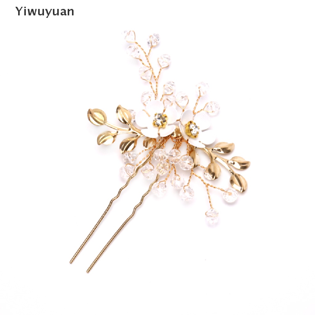 2 Trâm Cài Tóc Hình Hoa Lá Đính Đá Thủ Công Cho Cô Dâu