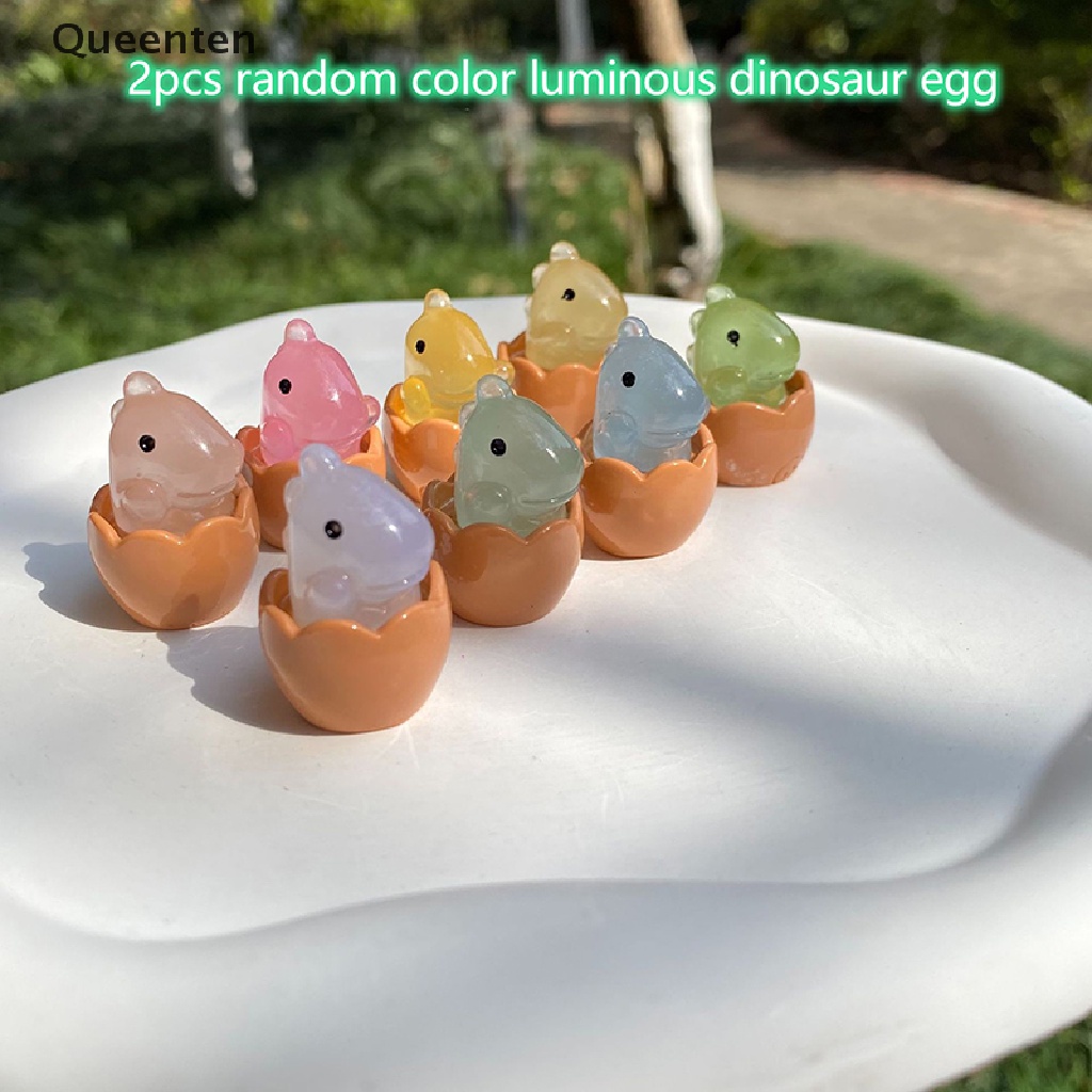 Bộ 2 Mô Hình Khủng Long Hoạt Hình Mini Bằng Nhựa Resin Phát Sáng Trang Trí Nhà Cửa / Xe Hơi