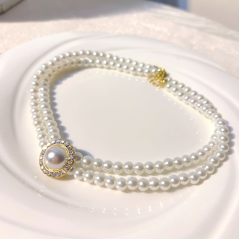 Set Vòng cổ Ba Món Đính Ngọc Trai Phong Cách Pháp Cổ Điển Sang Trọng Cho Nữ 2023