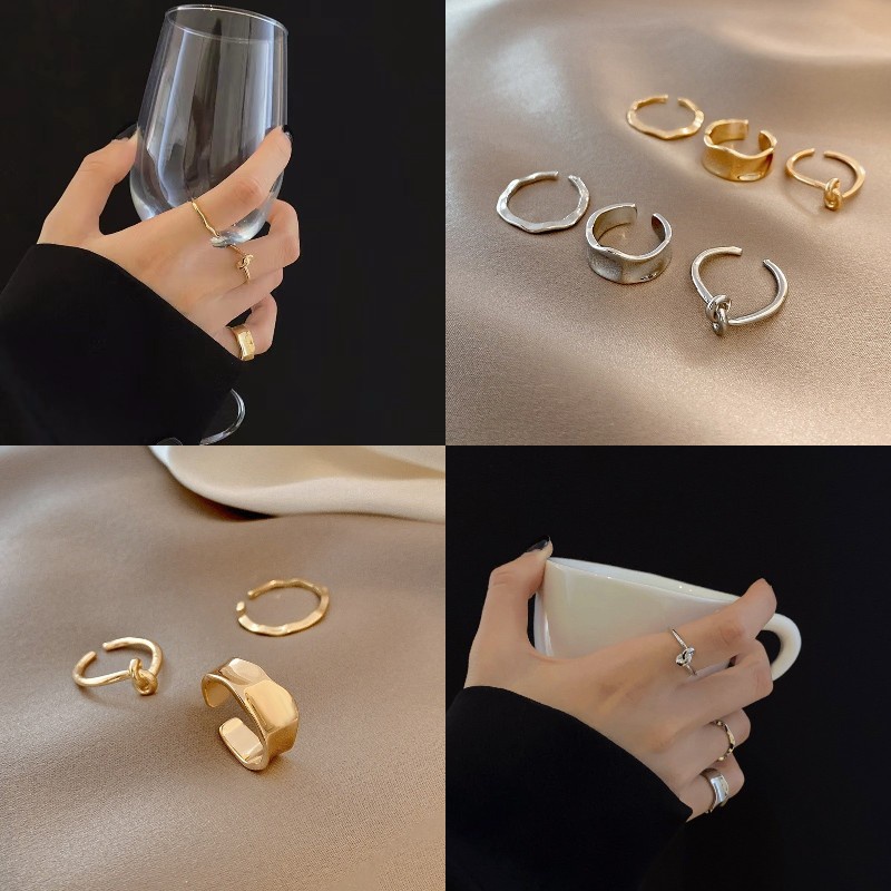 Bộ Nhẫn Đeo Tay Ba Món Kiểu Thắt Nút Đơn Giản Phong Cách retro Nhật Hàn Cho Cặp Đôi