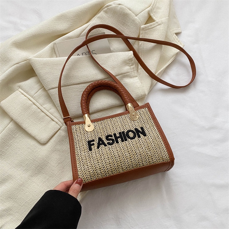 Túi Đeo Chéo Nhỏ Đan Lát In Chữ Phong Cách Hàn Quốc 2023 Cho Nữ