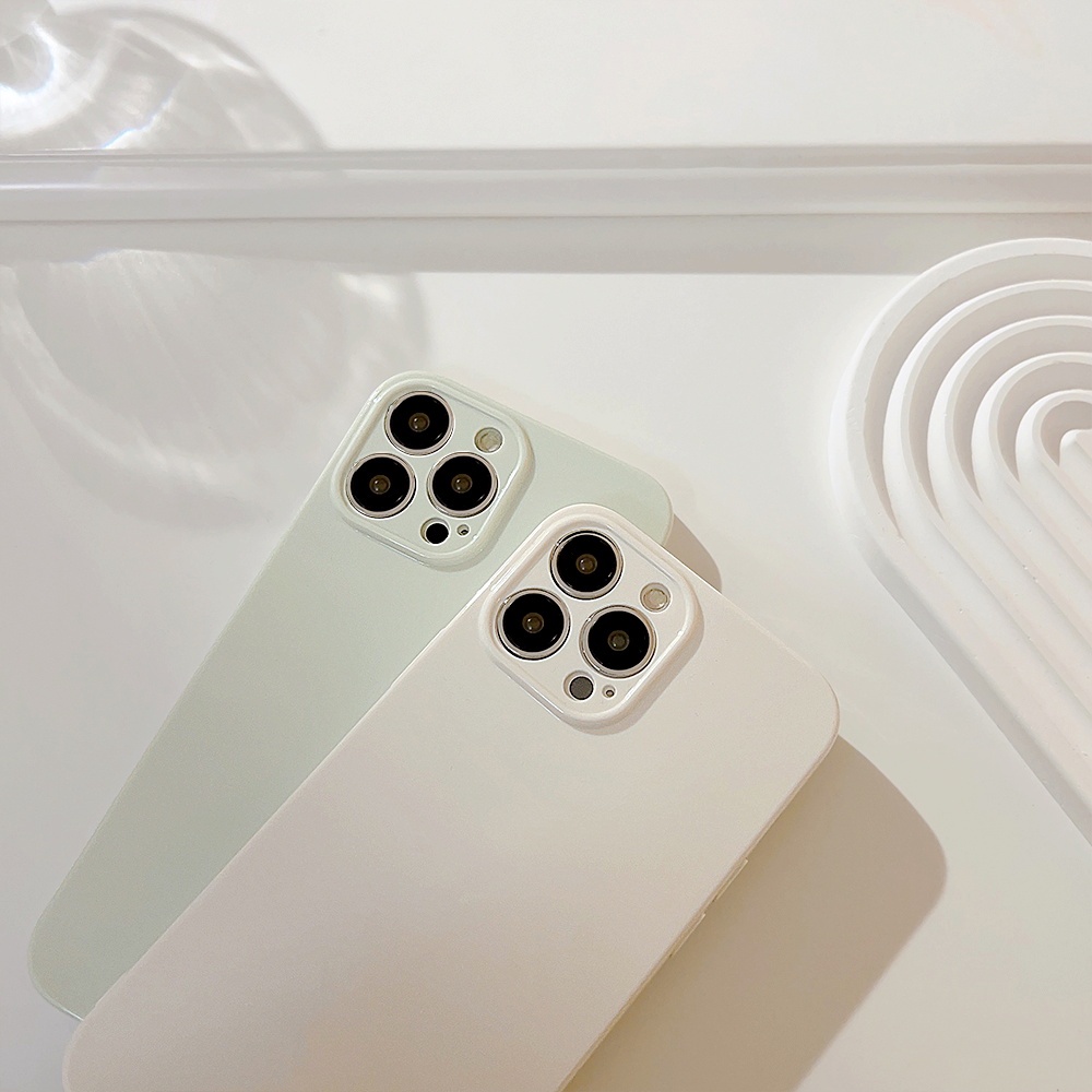 Ốp Điện Thoại TPU Mềm Chống Trầy Màu Trơn Bảo Vệ Ống Kính Máy Ảnh Cho IPhone 11 12 13 14 Pro Max