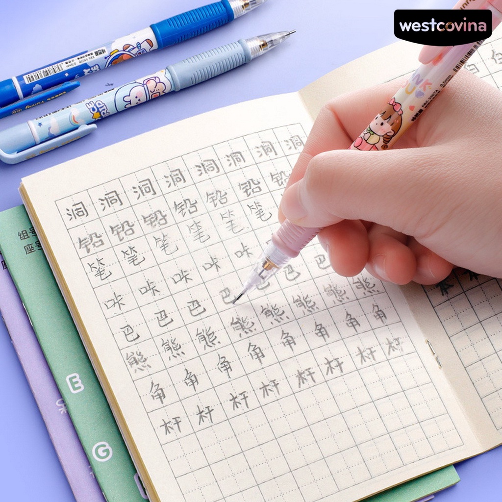 [COD]♪1 Bộ Bút Chì Cơ Tự Động Không Mài Ngòi 0.5mm In Hình Thỏ Dễ Thương