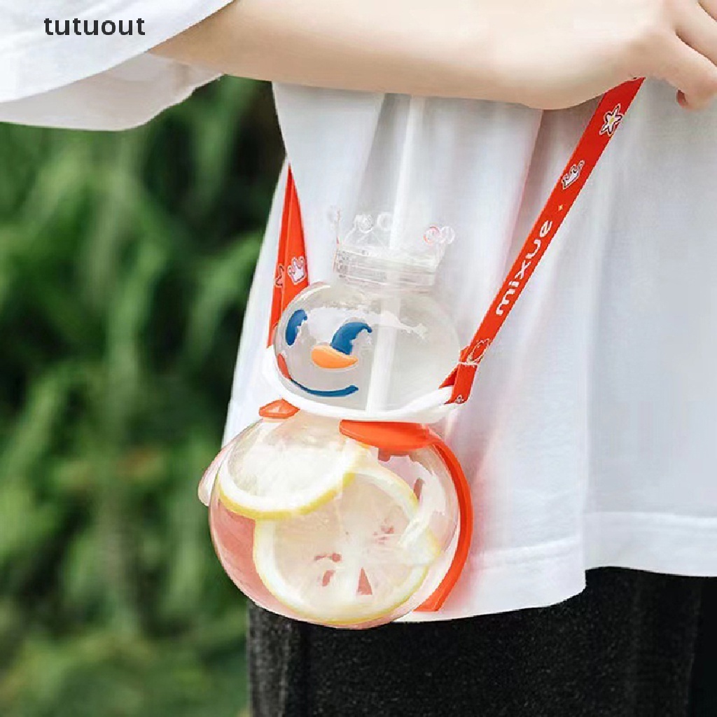 Bình Nước Có Ống Hút Họa Tiết Người Tuyết Hoạt Hình Dễ Thương