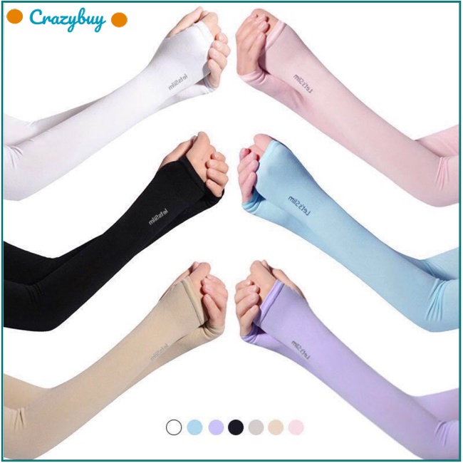 Cr 1 Cặp Găng Tay Chống Nắng Bằng Lụa Lạnh Bảo Vệ Cánh Tay Khi Lái Xe /