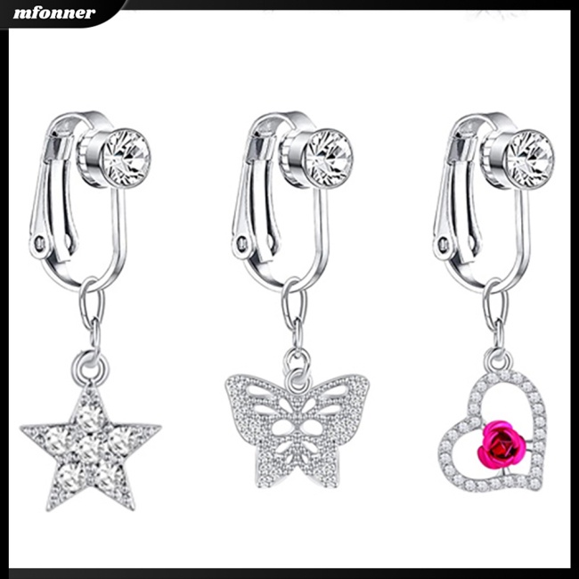 Khuyên Xỏ Rốn Không Cần Xỏ Lỗ Bằng Đá Zircon Giả Cho Nữ