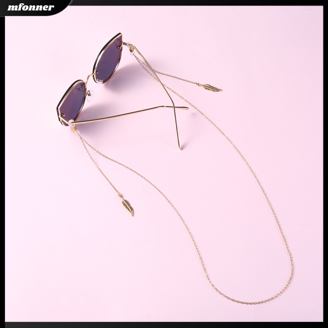 Dây Xích Đeo Mắt Kính Bằng Hợp Kim Chống Trượt Hình Chiếc Lá Màu Sắc Đơn Giản Cho Nữ