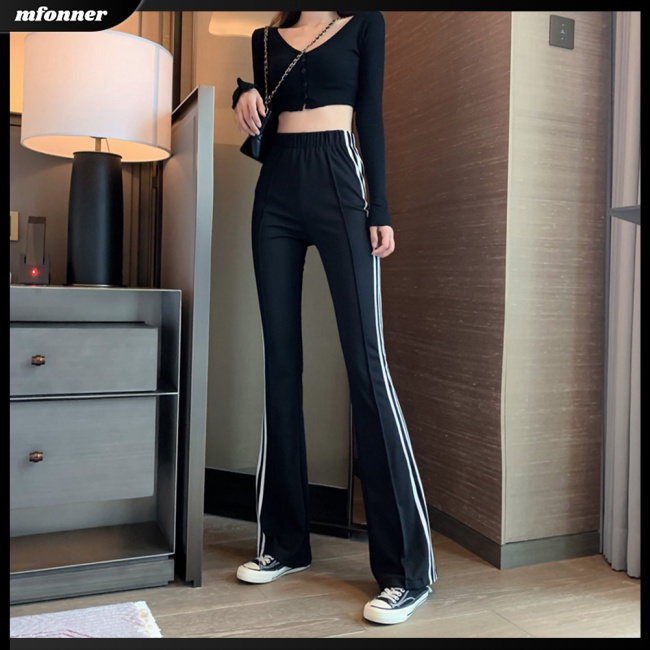 Quần Thể Thao Lưng Cao Co Giãn Phối Sọc Hai Bên Dành Cho Nữ