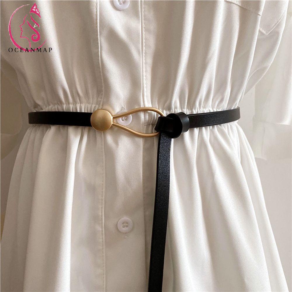 Thắt Lưng Da Màu Trơn Khóa Kim Loại Có Thể Điều Chỉnh Nhiều Màu Sắc Cho Nữ