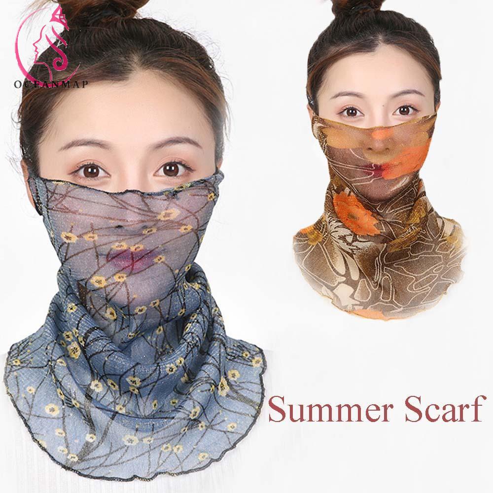 Khăn voan quàng cổ họa tiết hoa xinh xắn dành cho nữ