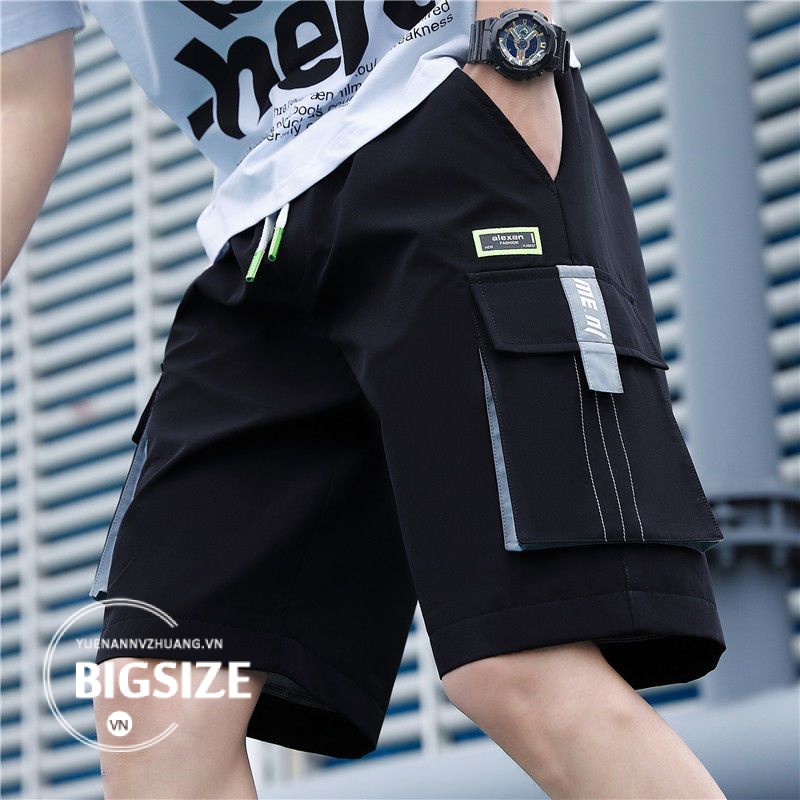 Quần short nam kaki Bigsize Quần đùi ngố túi hộp cạp chun lưng thun đen mùa hè Phong cách Hàn Quốc Thời Trang cao cấp đẹp